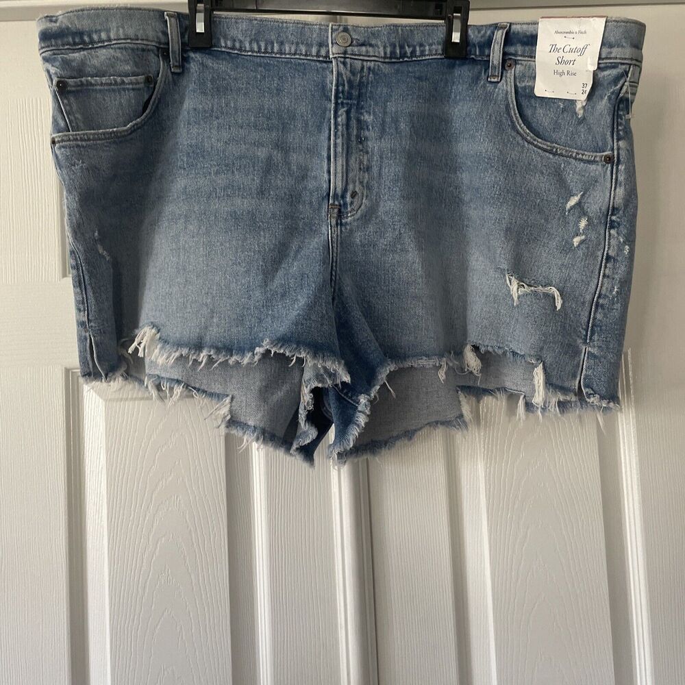 Abercrombie And Fitch Womens Cutoff Short Plus Size 37/24 High Rise Denim Pocket
